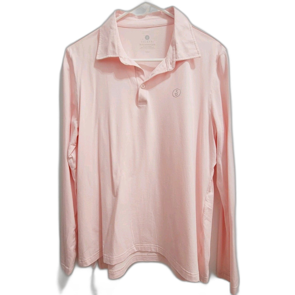 Solbari Womens Long Sleeve Polo Shirt Size XL Pink UPF 50+ Golf